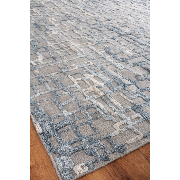 Exquisite Rugs Vista Hand Loomed Geometric Area Rug in Gray/Blue Perigold